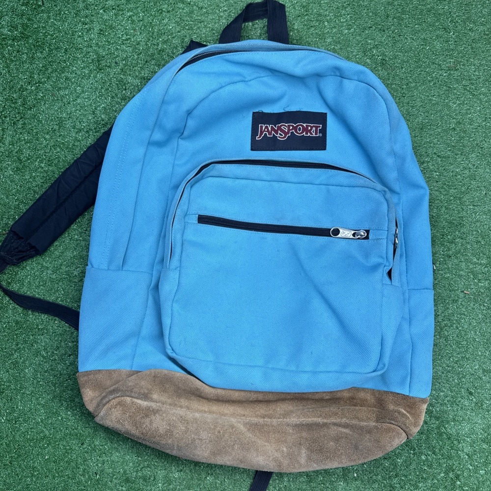 JanSport‎ Right Pack Backpack Teal Blue Suede Bottom Classic Laptop School Bag